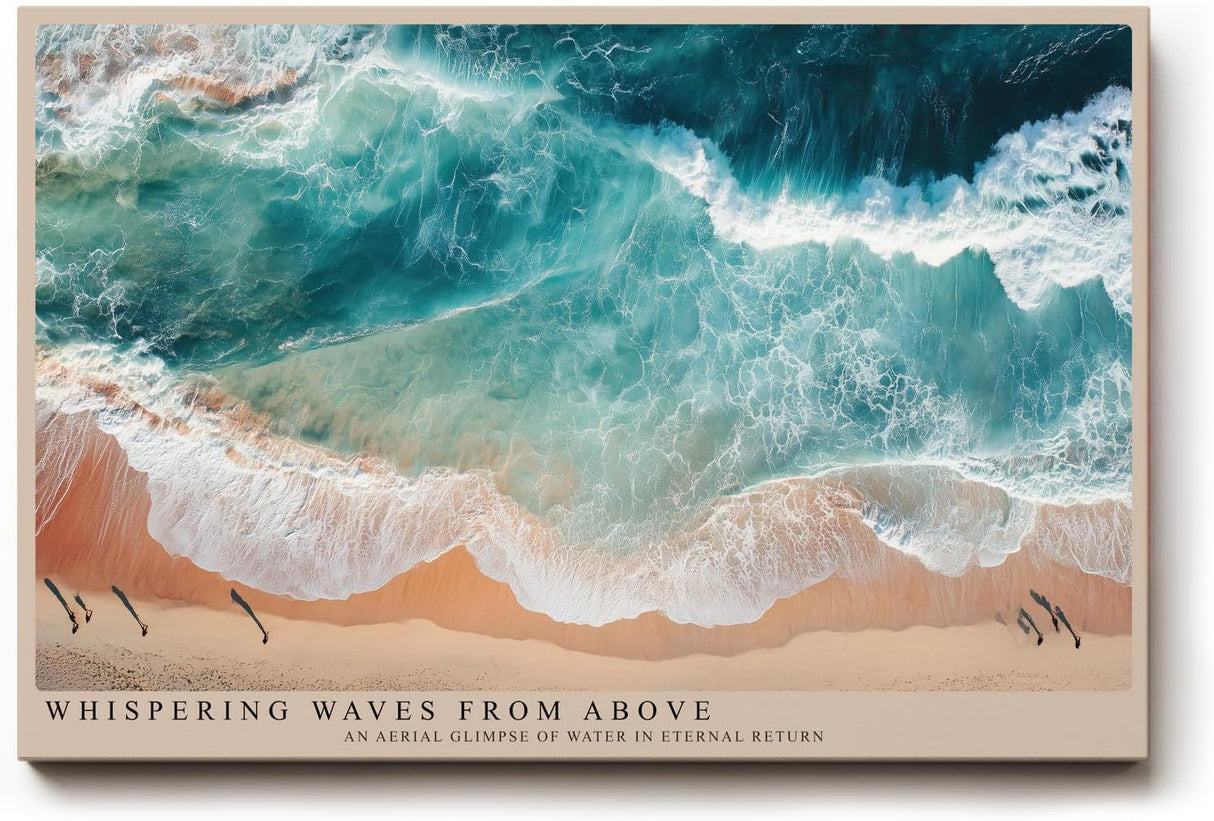 Paul Sinus Wandbild 120x80cm Strand und Wellen Luftaufnahme Ozean Natur Fotokunst mit Tuerkisem Wasser