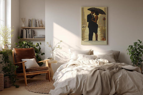 Paul Sinus Wandbild in 40x60cm Streetlight Rendezvous – romantische Stadtszene bei Regen in impressionistischem Stil für elegante Raumgestaltung