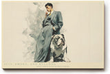 Paul Sinus Wandbild 120x80cm Suit Smoke and Bulldog Eleganter Mann mit Bulldogge Vintage Stil Kunst fuer Wohnzimmer Büro und Loft