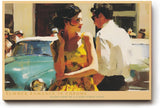 Paul Sinus Wandbild 120x80cm Summer Romance in Chrome Vintage Paar und Oldtimer Sommerliche Retro Szene Kunst fuer Wohnzimmer und Büro