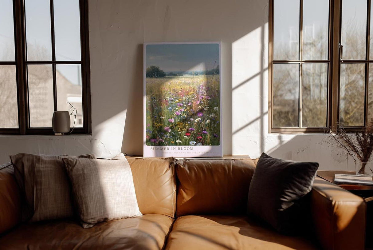 Paul Sinus Wandbild in 40x60cm Summer in Bloom Blühende Sommerwiese mit farbenfrohen Wildblumen unter blauem Himmel für frische Raumakzente