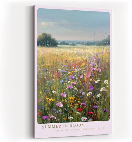 Paul Sinus Wandbild in 40x60cm Summer in Bloom Blühende Sommerwiese mit farbenfrohen Wildblumen unter blauem Himmel für frische Raumakzente