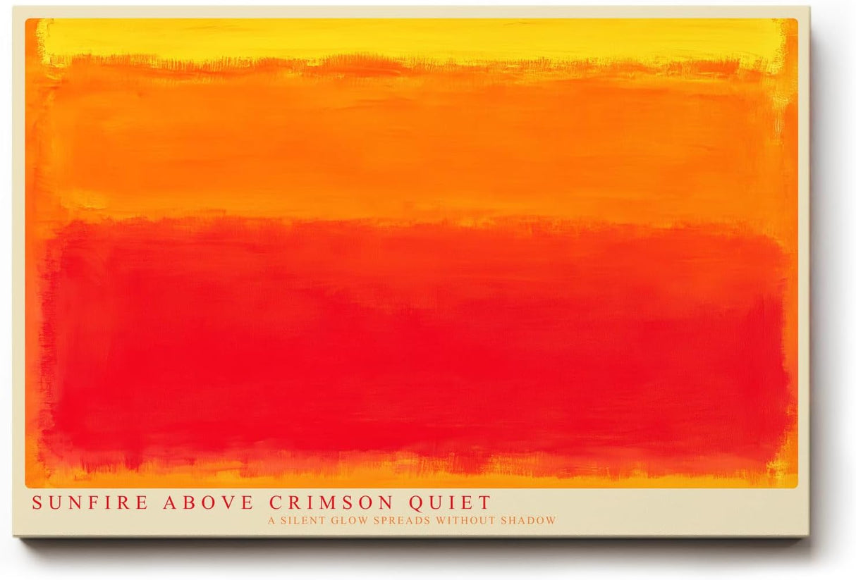 Paul Sinus Wandbild 120x80cm Sunfire Above Crimson Quiet Abstrakte Farbkunst in Orange und Rot Modernes Kunstbild fuer Wohnzimmer Schlafzimmer und Büro