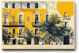 Paul Sinus Wandbild 120x80cm Sunlit Facade in Stillness mediterrane Architektur mit gelber Hausfassade Kunst Poster für Wohnzimmer Büro