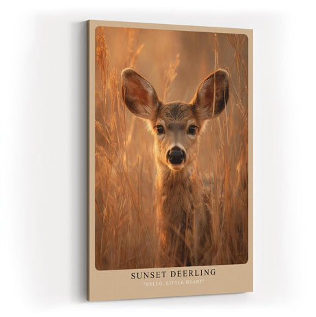 Paul Sinus Wandbild in 40x60cm Sunset Deerling Junges Reh im goldenen Licht des Sonnenuntergangs für warme und naturverbundene Raumgestaltung