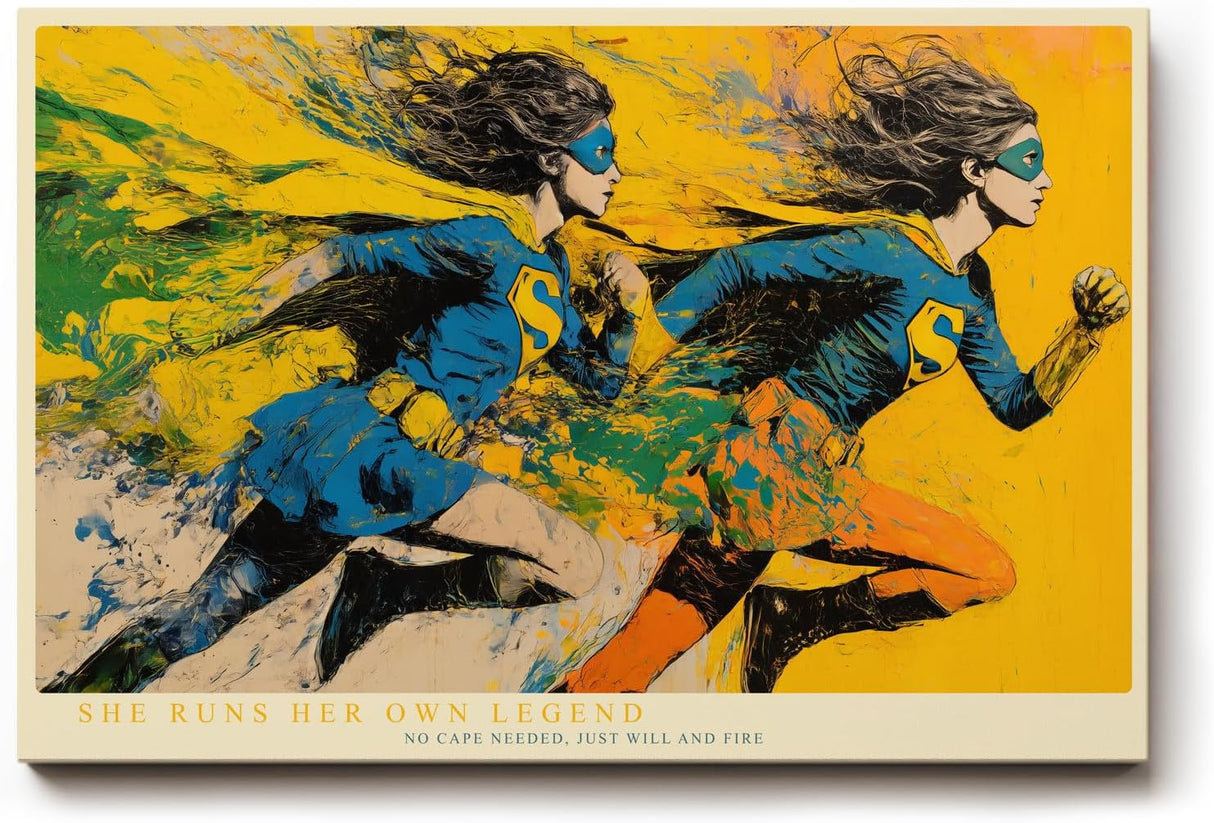 Paul Sinus Wandbild 120x80cm Superheldin Dynamisches Frauen Power Kunstmotiv Moderne Illustration mit Energie Bewegung und Motivation