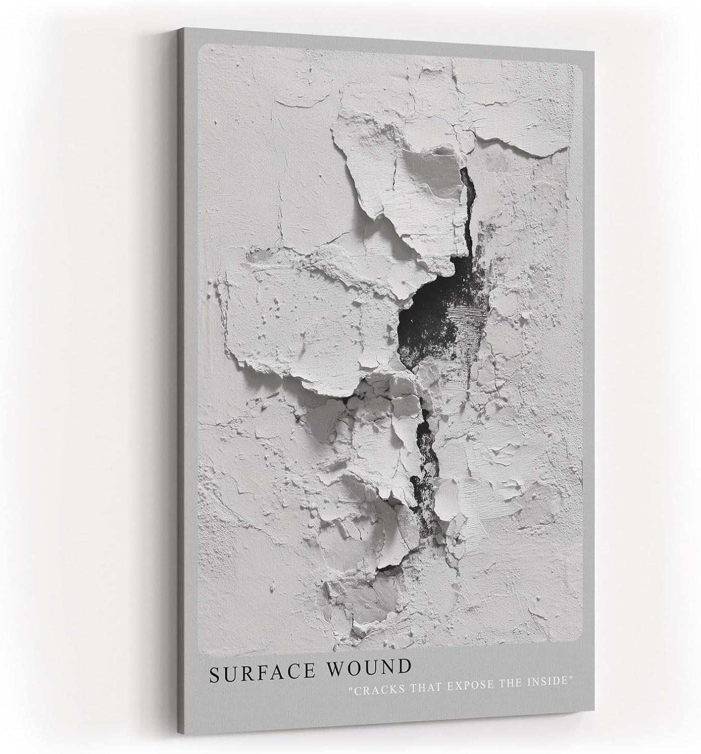Paul Sinus Wandbild in 40x60cm Surface Wound Strukturiertes Wandmotiv mit sichtbarem Riss