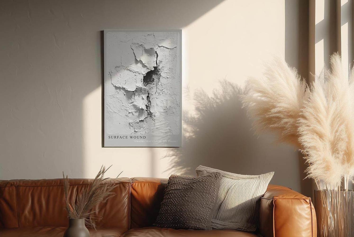 Paul Sinus Wandbild in 40x60cm Surface Wound Strukturiertes Wandmotiv mit sichtbarem Riss