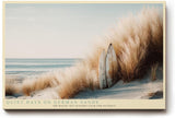 Paul Sinus Wandbild 120x80cm Surfbrett Strandduenen Kueste ruhige Meereslandschaft Strandmotiv stilvolle Wanddekoration fuer Wohnzimmer Büro