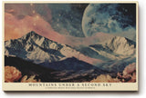 Paul Sinus Wandbild 120x80cm Surreale Berge Mond Landschaft Moderne Fantasy Natur Kunstmotiv mit kosmischem Himmel