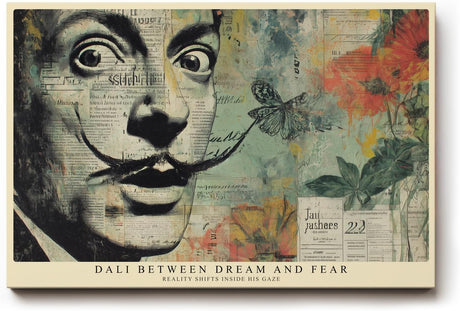 Paul Sinus Wandbild 120x80cm Surreales Künstler Portrait Collage in Vintage Farben Moderne Kunst für Wohnzimmer Büro und Atelier