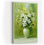 Paul Sinus Wandbild in 40x60cm Symphony in White stilvolles Stillleben mit weißen Lilien und Blüten in Vase vor grünem Hintergrund