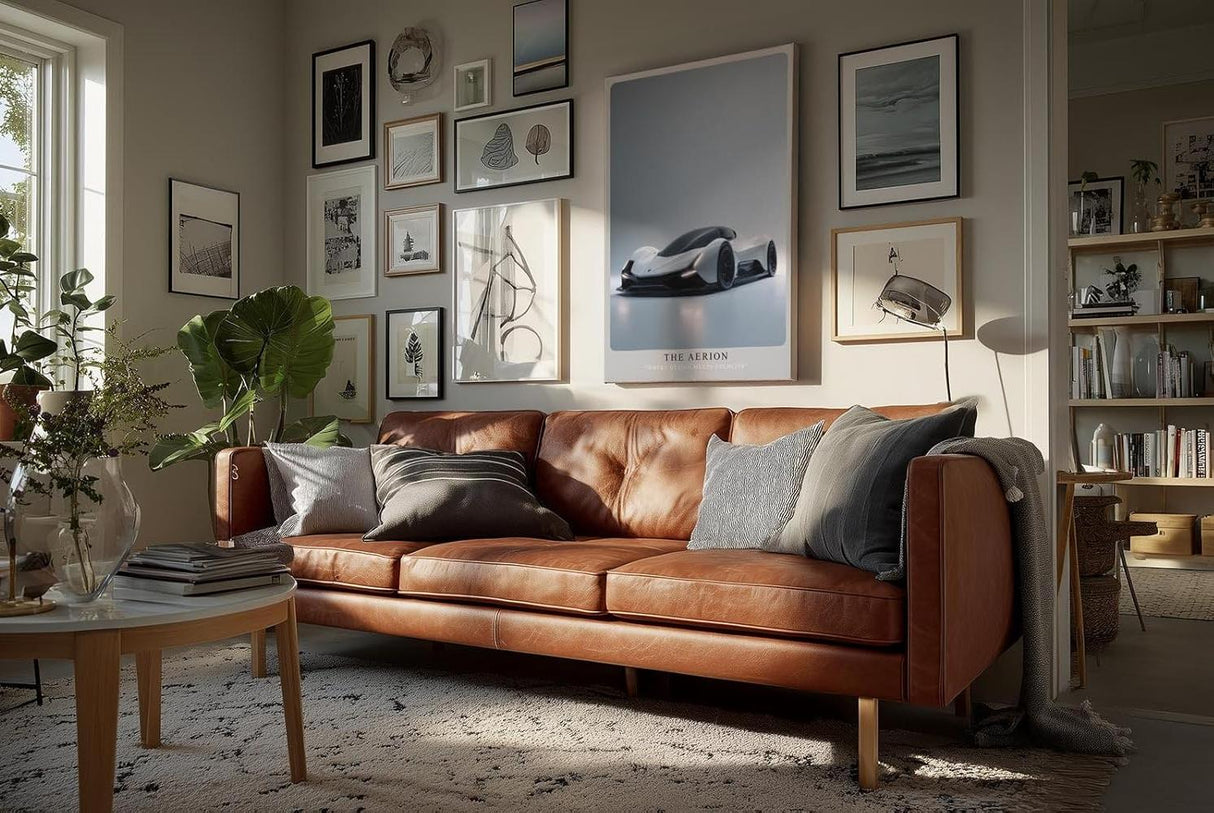 Paul Sinus Wandbild in 40x60cm The Aerion – Elegantes Supersportwagen-Design in Weiß mit schwarzen Akzenten vor minimalistischem Hintergrund
