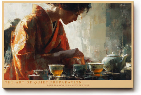 Paul Sinus Wandbild 120x80cm The Art of Quiet Preparation Teezeremonie Szene mit Teekannen und Tassen Kunst Poster für Wohnzimmer Küche