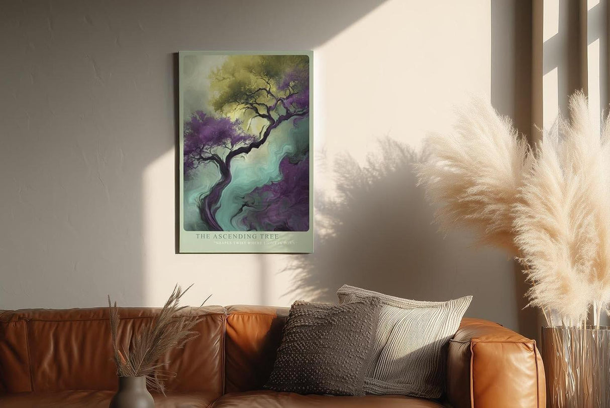 Paul Sinus Wandbild in 40x60cm The Ascending Tree – Künstlerische Darstellung eines aufstrebenden Baumes in leuchtenden Farbverläufen