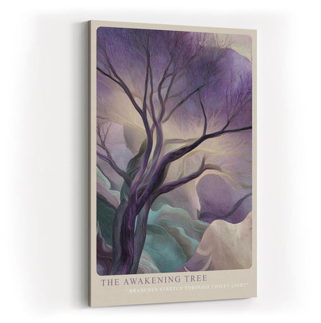 Paul Sinus Wandbild in 40x60cm The Awakening Tree – Künstlerische Naturdarstellung in sanften Violettund Grüntönen