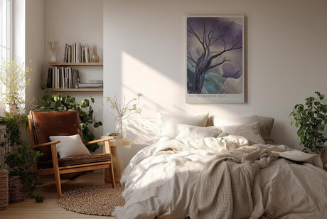 Paul Sinus Wandbild in 40x60cm The Awakening Tree – Künstlerische Naturdarstellung in sanften Violettund Grüntönen