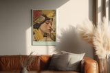 Paul Sinus Wandbild in 40x60cm The Bird's Secret – Poetisches Porträt einer Frau mit Vogel und floraler Umrahmung in sanften Farbtönen