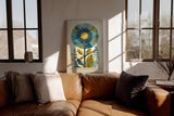 Paul Sinus Wandbild in 40x60cm The Blooming Balance stilisierte Blume in Blauund Gelbtönen moderne Naturkunst auf Leinwand