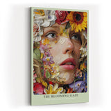 Paul Sinus Wandbild in 40x60cm The Blooming Gaze mit realistischem Frauenportrait und Blüten in leuchtenden Farben für ausdrucksstarke Wandgestaltung