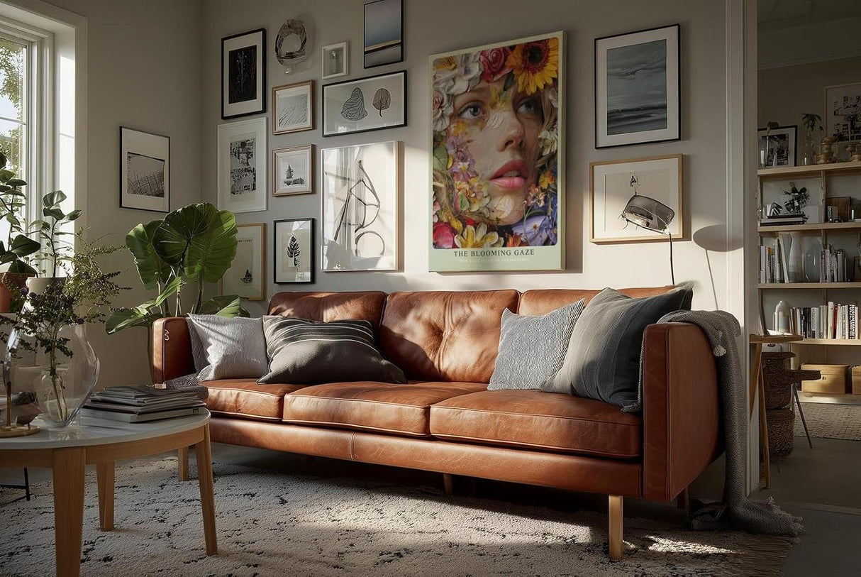Paul Sinus Wandbild in 40x60cm The Blooming Gaze mit realistischem Frauenportrait und Blüten in leuchtenden Farben für ausdrucksstarke Wandgestaltung