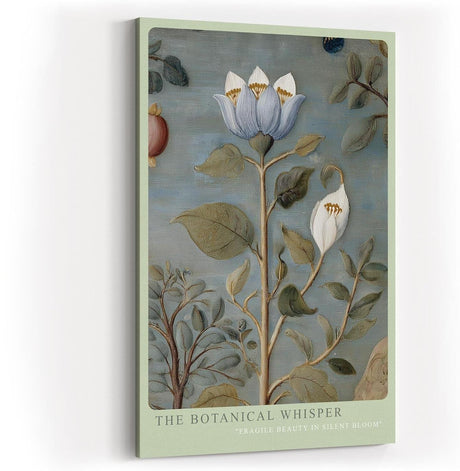 Paul Sinus Wandbild in 40x60cm The Botanical Whisper Feine botanische Illustration einer blauen Blüte mit Blättern auf dezentem Hintergrund