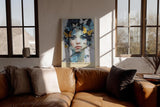 Paul Sinus Wandbild in 40x60cm The Butterfly Mind – farbintensives Porträt einer Frau mit Schmetterlingen im Haar in moderner Kunstoptik