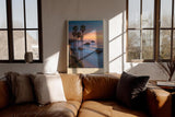 Paul Sinus Wandbild in 40x60cm The California Hour mit Sonnenuntergang und Palmenküste in warmen Farbtönen für elegante Wandgestaltung
