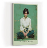 Paul Sinus Wandbild in 40x60cm The Center Within meditative Frau im weißen Hemd auf grünem Hintergrund in ausdrucksstarker Bilder
