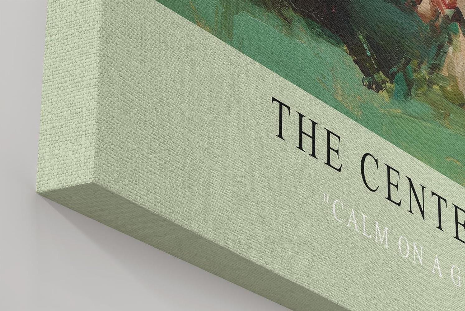 Paul Sinus Wandbild in 40x60cm The Center Within meditative Frau im weißen Hemd auf grünem Hintergrund in ausdrucksstarker Bilder