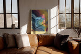 Paul Sinus Wandbild in 40x60cm The Color Cascade – Abstrakte Farbkaskade in Blau-, Gelb-, Pinkund Rottönen