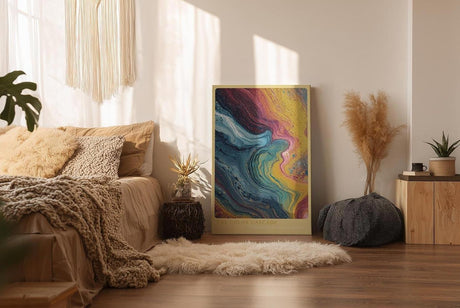 Paul Sinus Wandbild in 40x60cm The Color Cascade – Abstrakte Farbkaskade in Blau-, Gelb-, Pinkund Rottönen