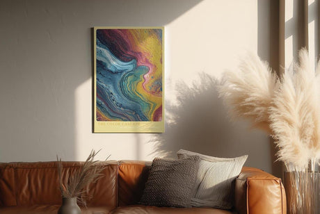 Paul Sinus Wandbild in 40x60cm The Color Cascade – Abstrakte Farbkaskade in Blau-, Gelb-, Pinkund Rottönen