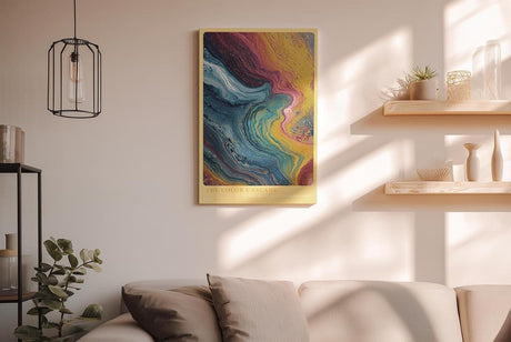 Paul Sinus Wandbild in 40x60cm The Color Cascade – Abstrakte Farbkaskade in Blau-, Gelb-, Pinkund Rottönen