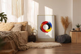 Paul Sinus Wandbild in 40x60cm The Color Cycle – Kreisförmige abstrakte Farbkomposition in Rot, Gelb, Blau und Schwarz