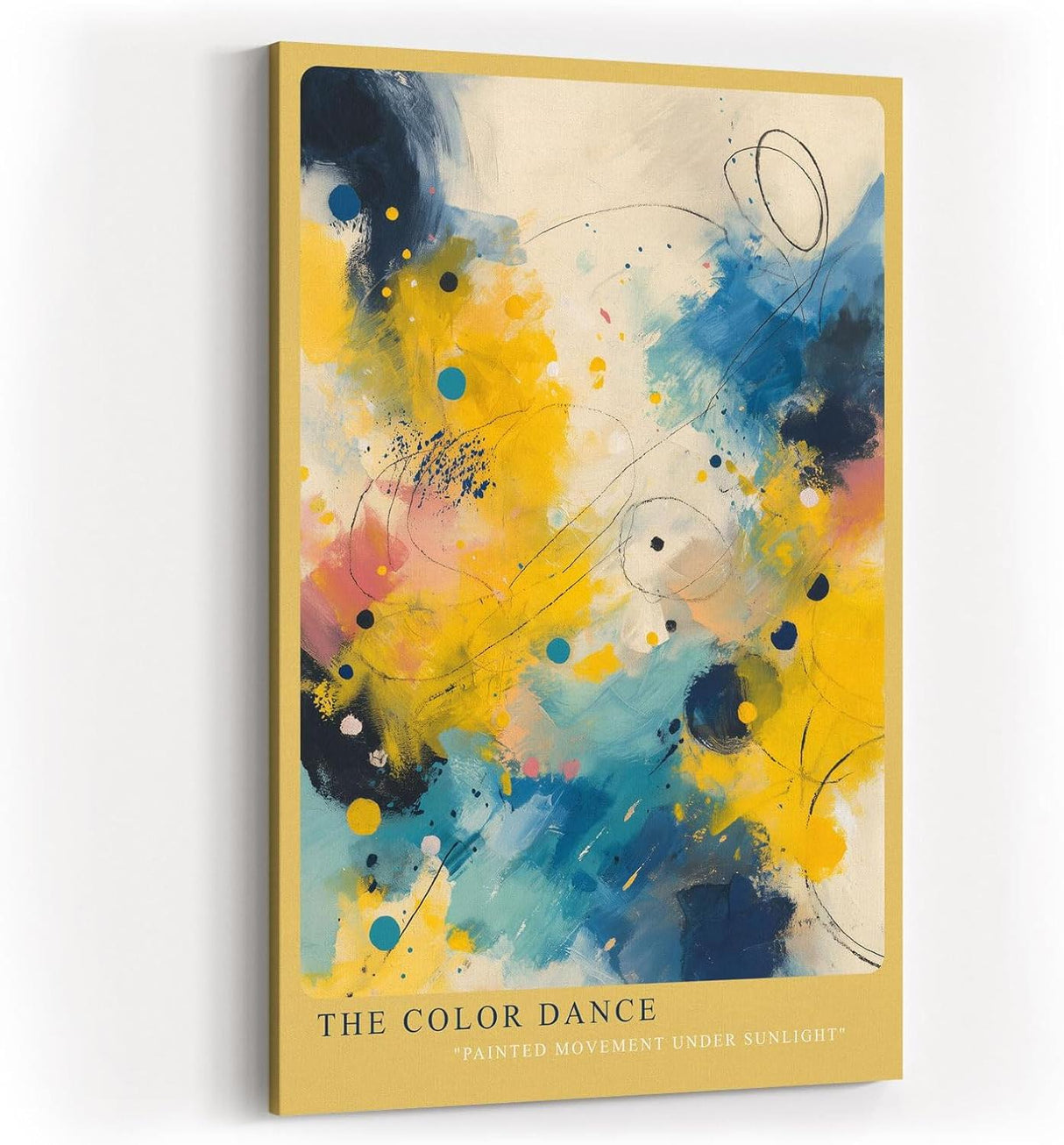 Paul Sinus Wandbild in 40x60cm The Color Dance – Farbintensive abstrakte Komposition in Gelb-, Blauund Weißtönen