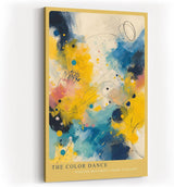 Paul Sinus Wandbild in 40x60cm The Color Dance – Farbintensive abstrakte Komposition in Gelb-, Blauund Weißtönen