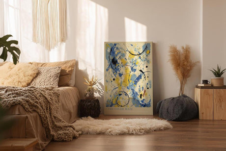 Paul Sinus Wandbild in 40x60cm The Color Maze – Farbintensive abstrakte Kunst in Blau-, Gelbund Schwarztönen