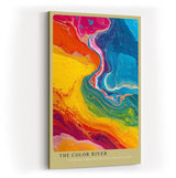 Paul Sinus Wandbild in 40x60cm The Color River – Abstrakte Flussform in leuchtenden Gelb-, Blau-, Rotund Grüntönen