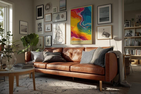 Paul Sinus Wandbild in 40x60cm The Color River – Abstrakte Flussform in leuchtenden Gelb-, Blau-, Rotund Grüntönen