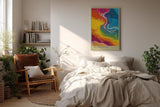 Paul Sinus Wandbild in 40x60cm The Color River – Abstrakte Flussform in leuchtenden Gelb-, Blau-, Rotund Grüntönen