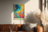 Paul Sinus Wandbild in 40x60cm The Color Storm – Abstrakte Farbwelle in kräftigen Blau-, Orange-, Pinkund Grüntönen
