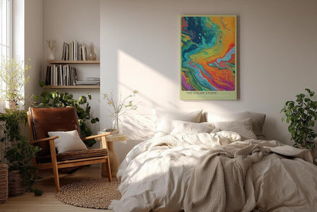 Paul Sinus Wandbild in 40x60cm The Color Storm – Abstrakte Farbwelle in kräftigen Blau-, Orange-, Pinkund Grüntönen