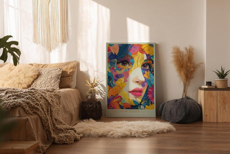 Paul Sinus Wandbild in 40x60cm The Color Within Ausdrucksstarkes Frauenporträt in farbenprächtiger Blütenund Blattformen-Komposition für inspirierende Raumgestaltung