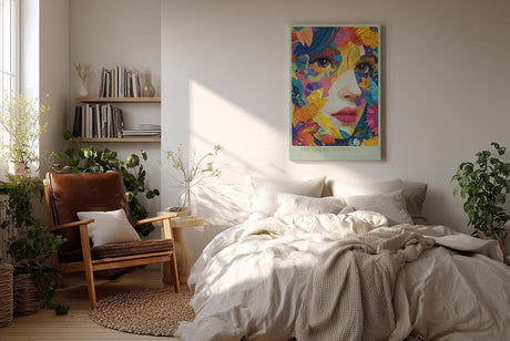Paul Sinus Wandbild in 40x60cm The Color Within Ausdrucksstarkes Frauenporträt in farbenprächtiger Blütenund Blattformen-Komposition für inspirierende Raumgestaltung