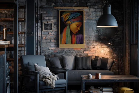 Paul Sinus Wandbild in 40x60cm The Colors of Grace afrikanische Frau mit buntem Kopftuch in detailreicher moderner Malerei für elegante Wohnakzente