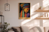 Paul Sinus Wandbild in 40x60cm The Colors of Grace afrikanische Frau mit buntem Kopftuch in detailreicher moderner Malerei für elegante Wohnakzente