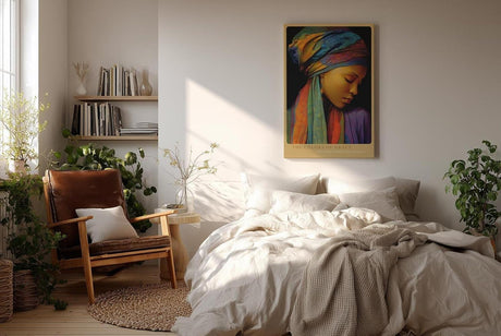 Paul Sinus Wandbild in 40x60cm The Colors of Grace afrikanische Frau mit buntem Kopftuch in detailreicher moderner Malerei für elegante Wohnakzente