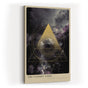 Paul Sinus Wandbild in 40x60cm The Cosmic Code – Faszinierende Weltraumkomposition mit goldenem geometrischem Dreieck und mystischen Nebelstrukturen