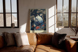 Paul Sinus Wandbild in 40x60cm The Crane of Spring mit elegantem Kranich zwischen blühenden Magnolien für harmonische Wandgestaltung